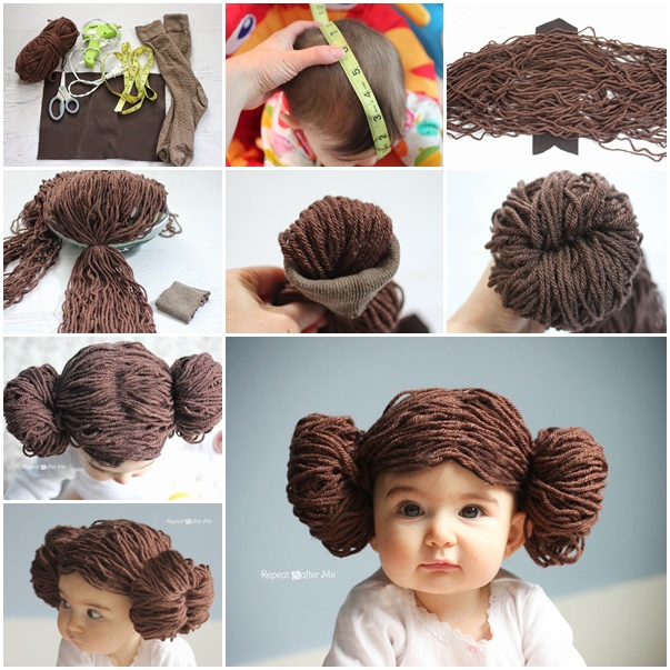 DIY Adorable Princess Leia Yarn Wig Tutorial