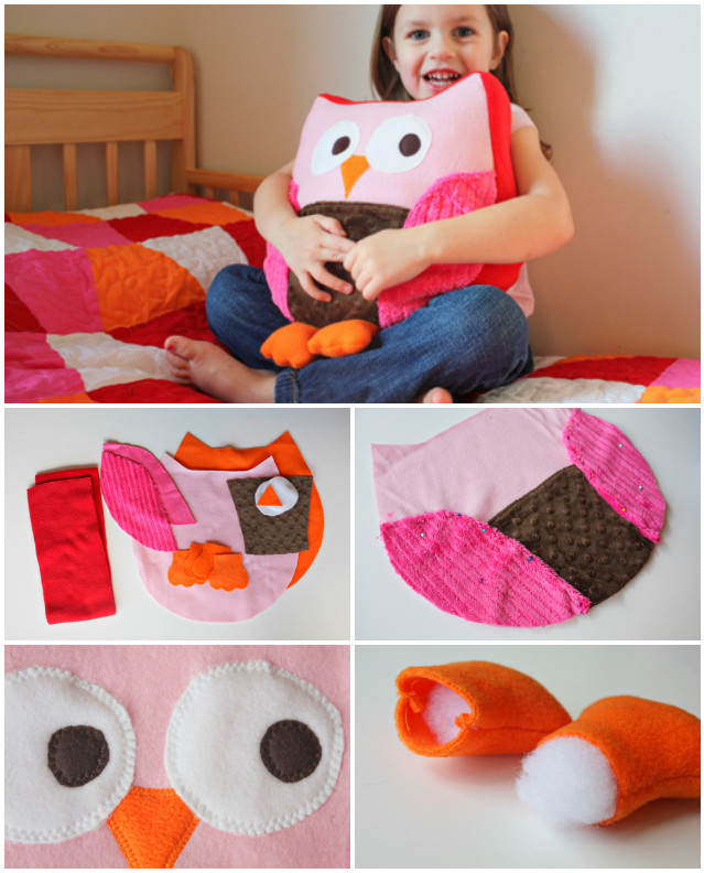 DIY Owl Pillow Cushion Sew Pattern Free Tutorial