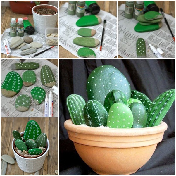 How to DIY Painted Rock Cactus