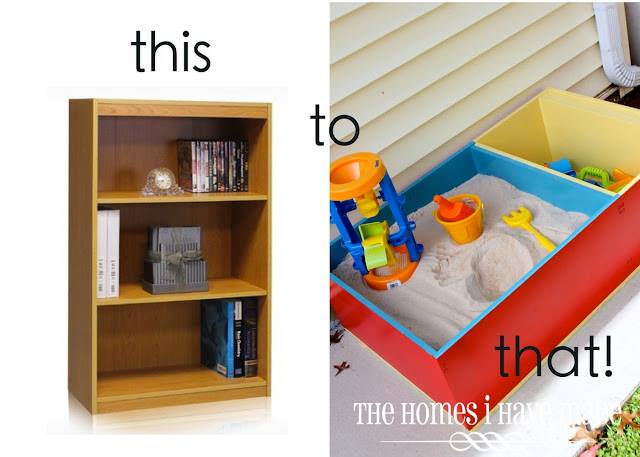 DIY Sandbox from old bookshelf