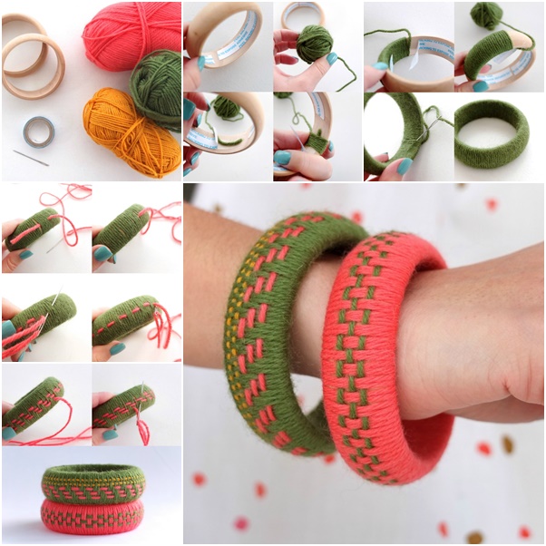 DIY Woven Yarn Bangles