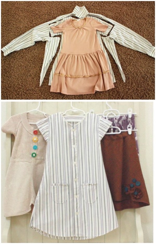 Creative Ideas to Repurpose Old Shirts into New Fashions - How to Turn Men Shirt into Girls Dress 