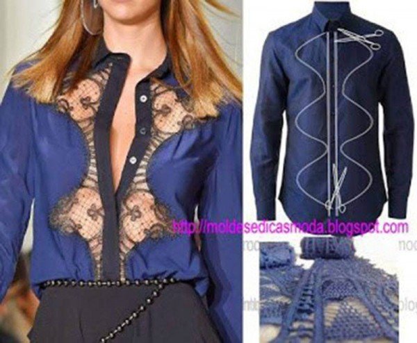 Creative Ideas to Repurpose Old Shirts into New Fashion - Men Shirt into Women Top