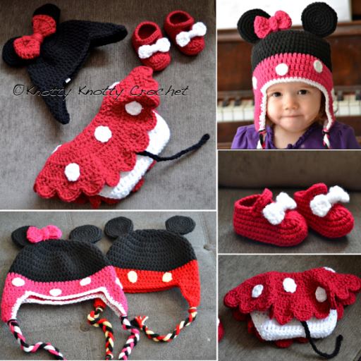 Mickey Minnie Mouse Crochet hat and boots