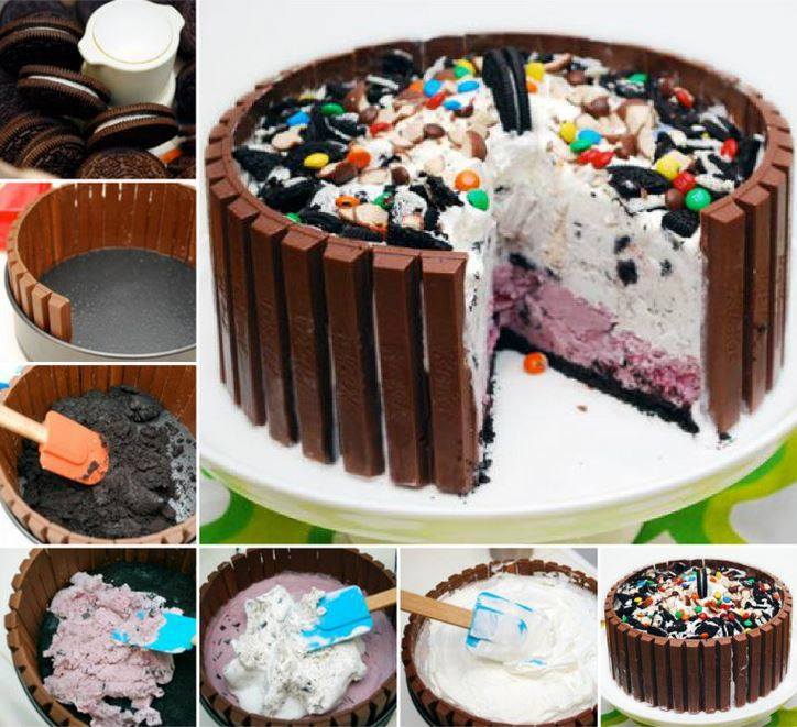 NO BAKE Kit Kat Ice Cream Cake