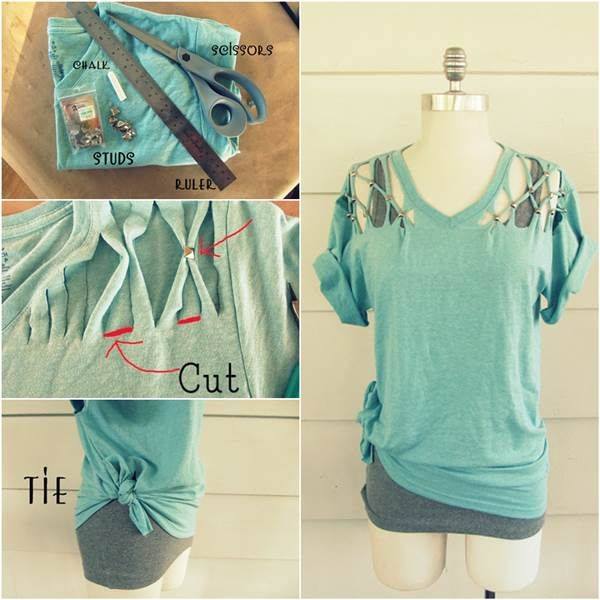 Refashion a Basic Tee into a Lattice Stud T-shirt