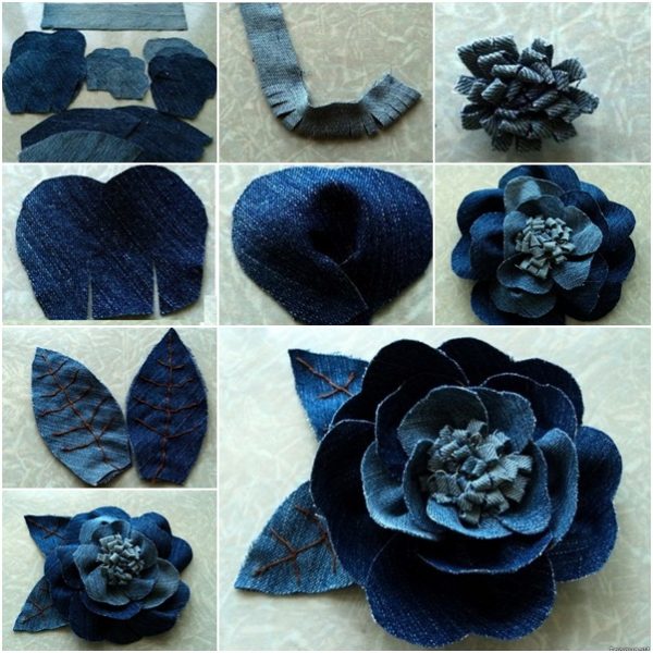 Pretty Denim Rose Flower from Old Jeans DIY Tutorial