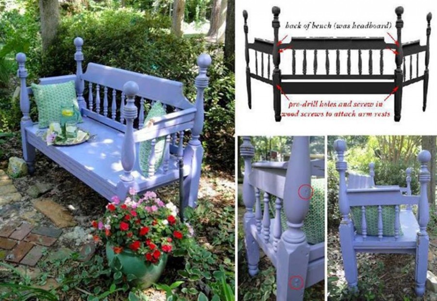 How To Turn Beds Into Garden Bench, Twin Bed Into Outdoor Couch