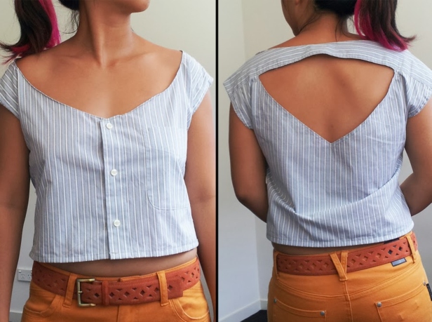 Creative Ideas to Repurpose Old Shirts into New Fashion - Men Shirt into Women Top