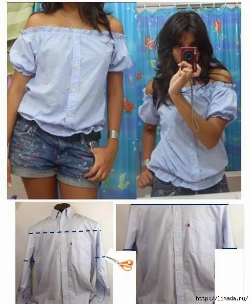 Creative Ideas to Repurpose Old Shirts into New Fashion - Men Shirt into Women Top