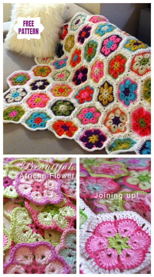 Crochet African Flower Blanket Free Crochet Pattern