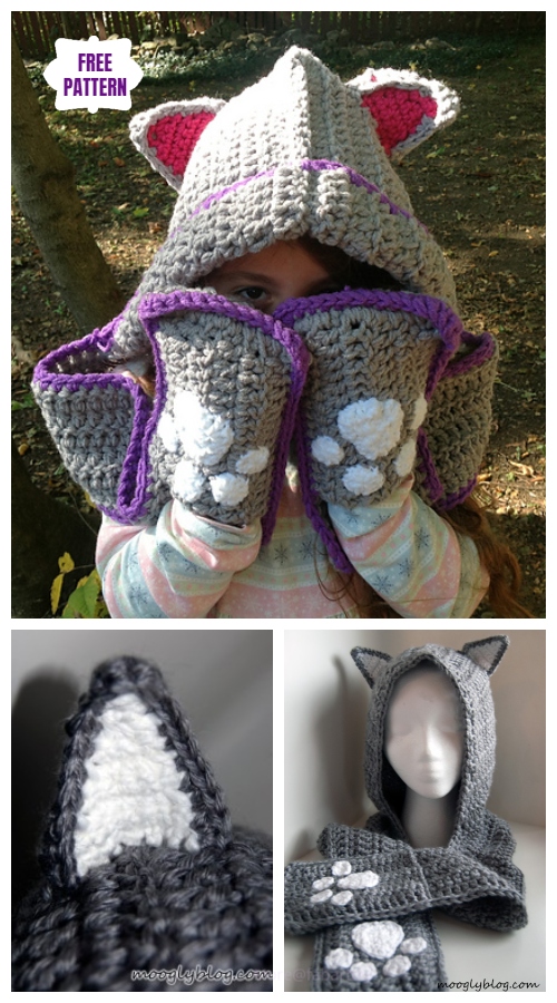 Crochet Cuddly Cat Scoodie with Pockets Free Crochet Pattern