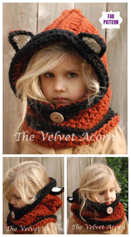 DIY Crochet Hooded Fox Cowl Crochet Pattern