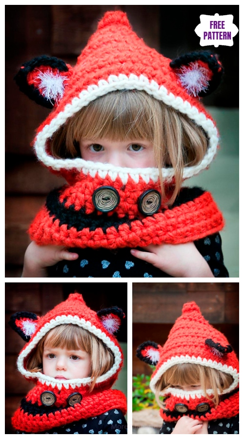 DIY Crochet Hooded Fox Cowl Free Pattern