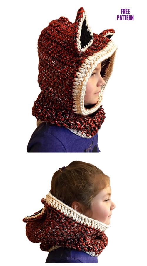 DIY Crochet Hooded Fox Cowl Free Pattern