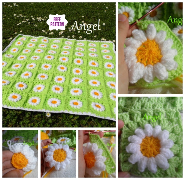 DIY Crochet Wild Daisy Flower Blanket Free Crochet Pattern - Video