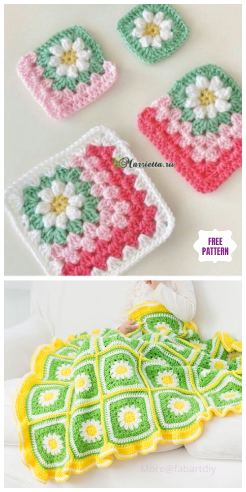 Crochet Daisy Flower Blanket Free Crochet Patterns & Video