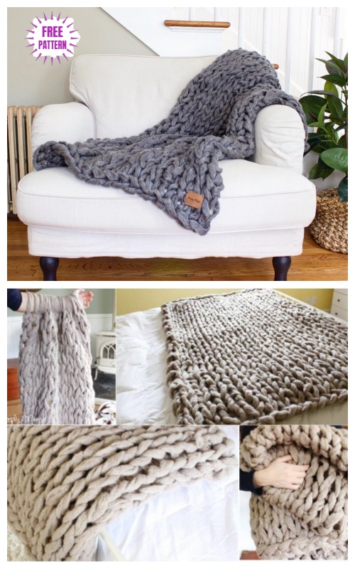 DIY Arm Knit Blanket Free Knitting Pattern in 45 Minutes - Video