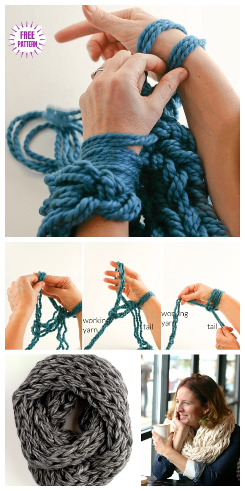 DIY Arm Knitting Scarf Tutorial - Video