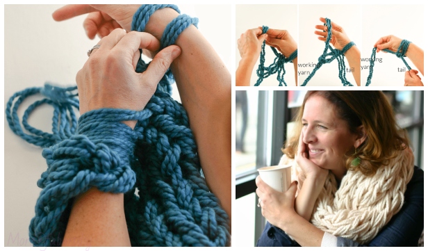 DIY Arm Knitting Scarf Tutorial - Video