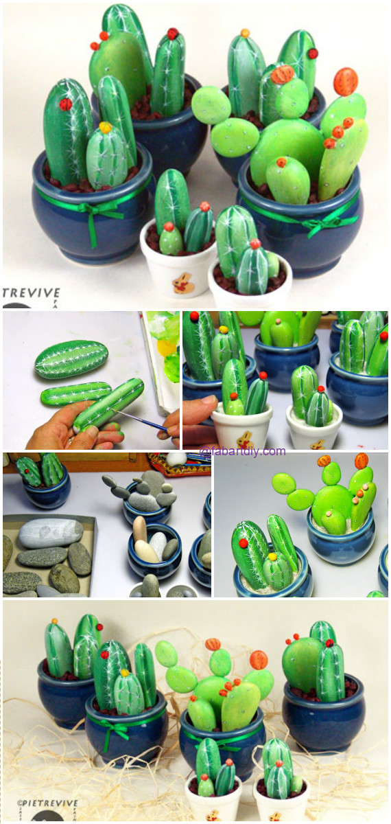 DIY Painted Rock Cactus-Faux Rock Painting Tutorial
