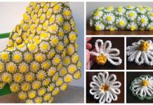 DIY Vintage Crochet Daisy Motif Blanket Free Crochet Pattern DIY Vintage Crochet Daisy Motif Blanket Free Crochet Pattern