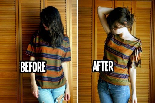 How-to-do-no-sew-t-shirt-restyle