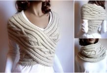 DIY Women Cable Knitted Sweater Cowl-Vest (Video) How to DIY cable knit sweater cowl vest Waistcoat pattern - video