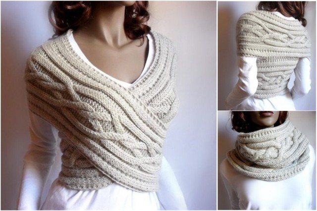 How to DIY cable knit sweater cowl vest Waistcoat pattern - video