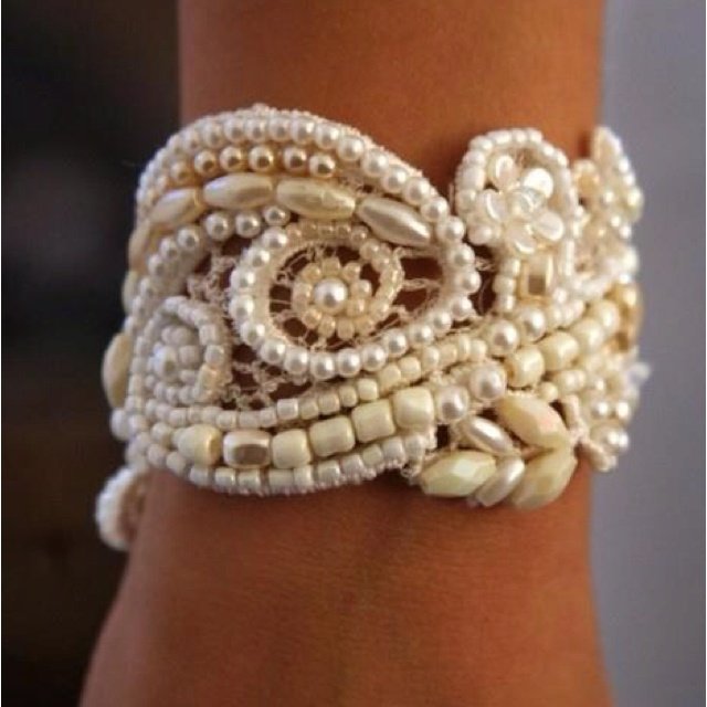 DIY Pearl and Bead Lace Bracelet Cuff