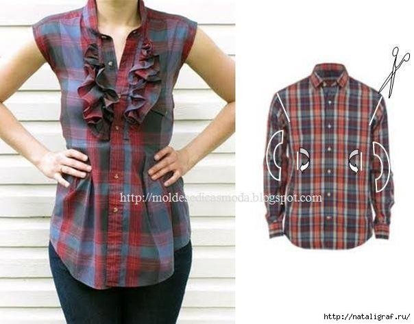 Creative Ideas to Repurpose Old Shirts into New Fashion - Men Shirt into Women Top