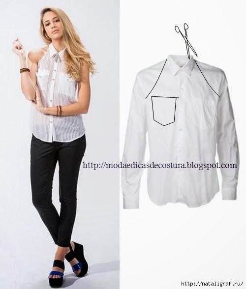 Creative Ideas to Repurpose Old Shirts into New Fashion - Men Shirt into Women Top