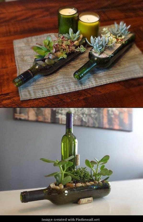 34 DIY Projects You Need To Make This Spring1 - Convert your wine bottles into small gardens