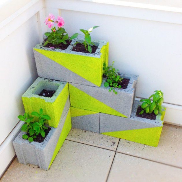 34 DIY Projects You Need To Make This Spring15-Neon concrete block planter