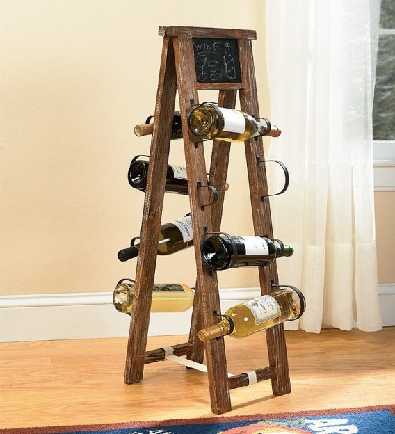 34 DIY Projects You Need To Make This Spring4 - Wine rack from repurposed ladder