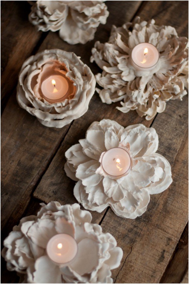 34 DIY Projects You Need To Make This Spring5 - Plaster flower candle holder