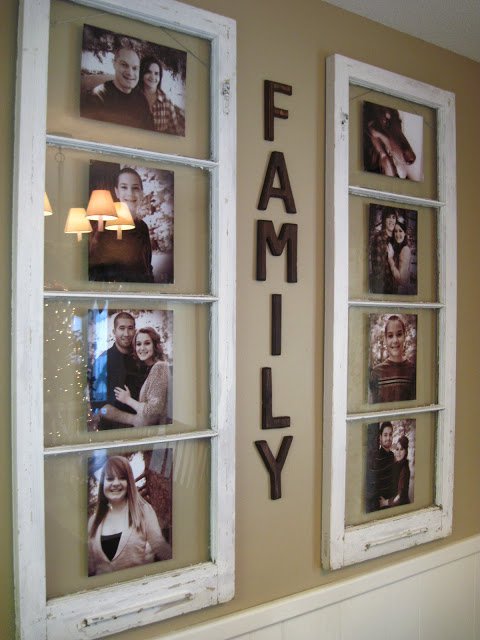 34 DIY Projects You Need To Make This Spring6 - Use old windows to display family photos