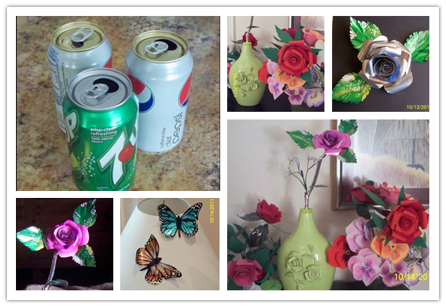 Aluminum butterfly from recycled tin cans