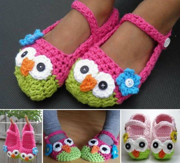 DIY Crochet Mary Jane Owl Slippers - free crochet slipper pattern