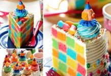 How to DIY Surprise Inside Rainbow Cake Tutorials fabartDIY Checkerboard Clown Cake