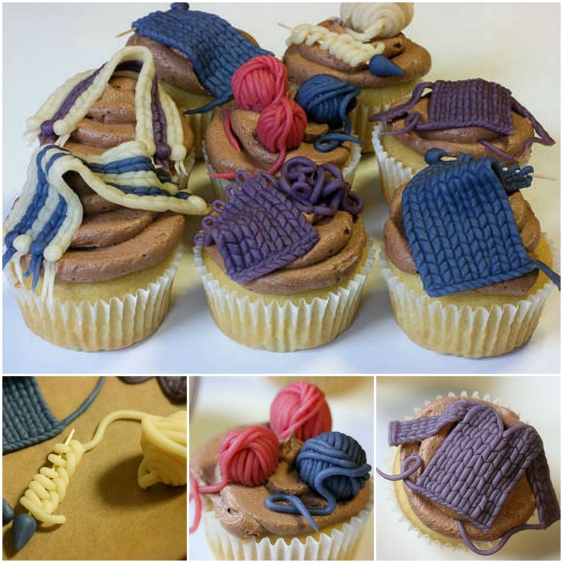 DIY Knit Nights Yarn Ball Cupcakes f