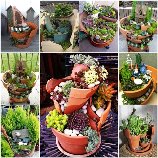 20+ Terra Cotta Clay Pot DIY Project for Your Garden- Broken Pots Miniature Fairy Garden