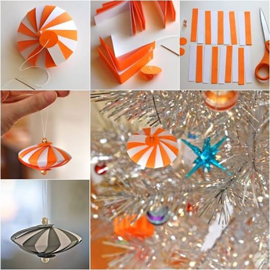 Easy Striped Paper Ornaments for Christmas