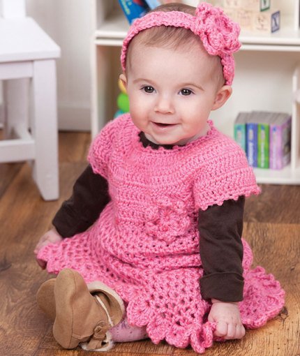 DIY Crochet Baby Christmas Sets Free Pattern- Crochet Christmas Dress and Headband Set