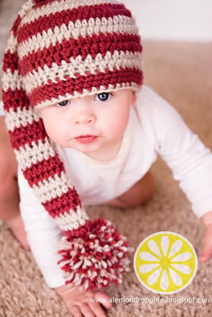 DIY Crochet Baby Christmas Sets Free Pattern-Free Crochet Long Tail Stripey Hat Pattern