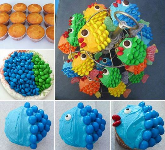 How to DIY Cute Little Fishy M&M Scale Cupcake