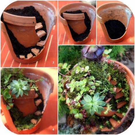 broken pot miniature fairy garden2