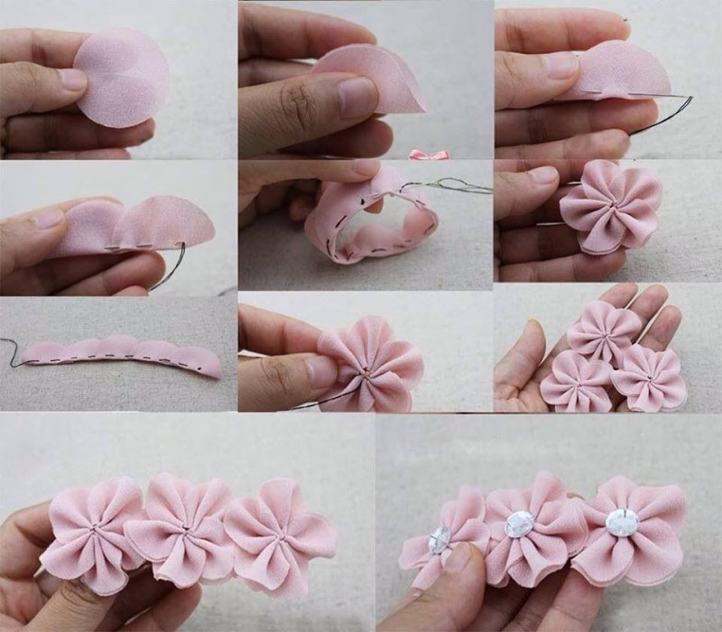 DIY chiffon flower hairclip instruction and tutorial