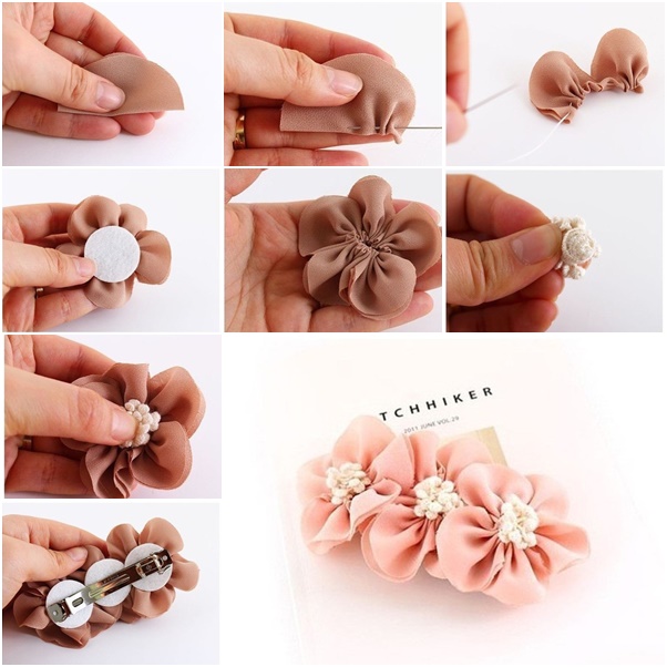 DIY chiffon flower hairclip instruction and tutorial