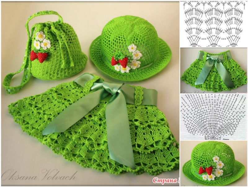 crochet girl skirt, hat set free pattern